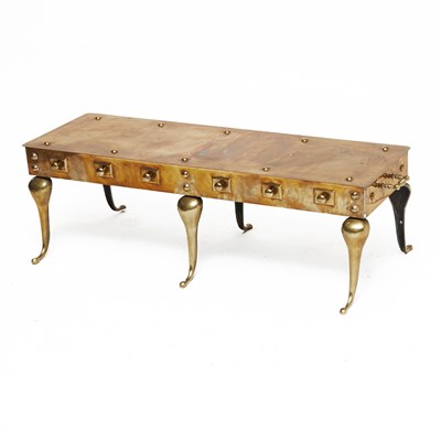 Lot 309 - Hollywood Regency Style Brass Footman Low Table