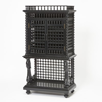 Lot 257 - Flemish Baroque Style Black Lacquer Cabinet