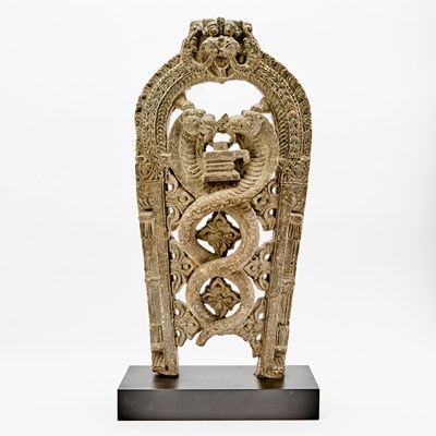 Lot 325 - An Indian Carved Stone Stele of Siva with Cobras