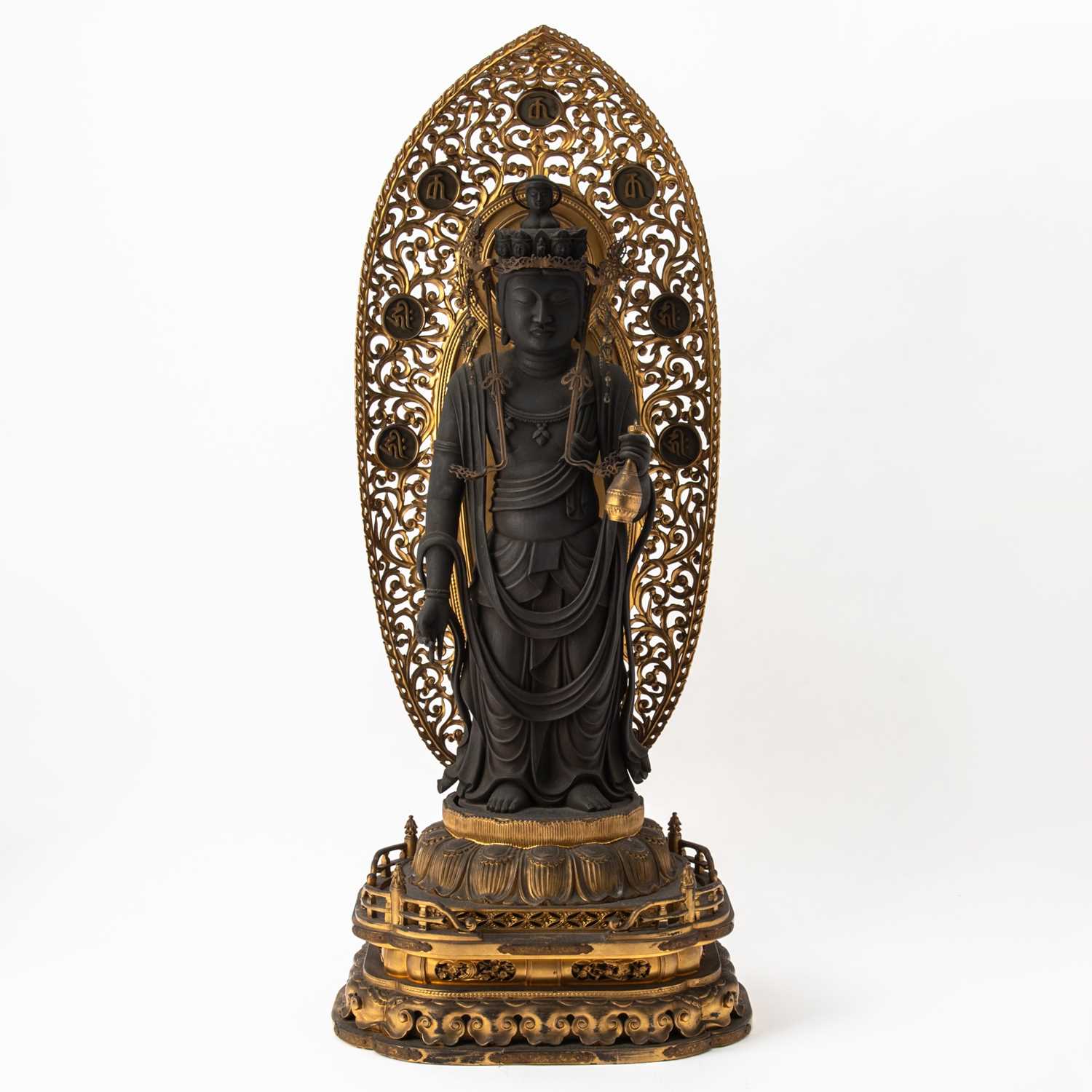 Lot 349 - A Large Japanese Parcel Giltwood Figure of Juichi-men Kannon
