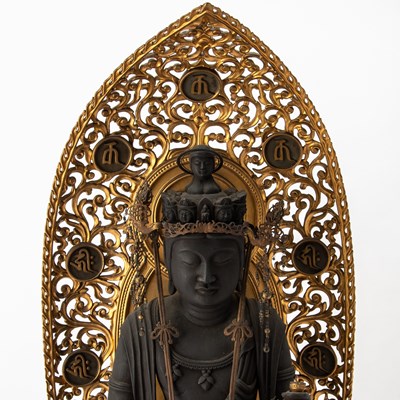 Lot 349 - A Large Japanese Parcel Giltwood Figure of Juichi-men Kannon