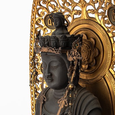 Lot 349 - A Large Japanese Parcel Giltwood Figure of Juichi-men Kannon