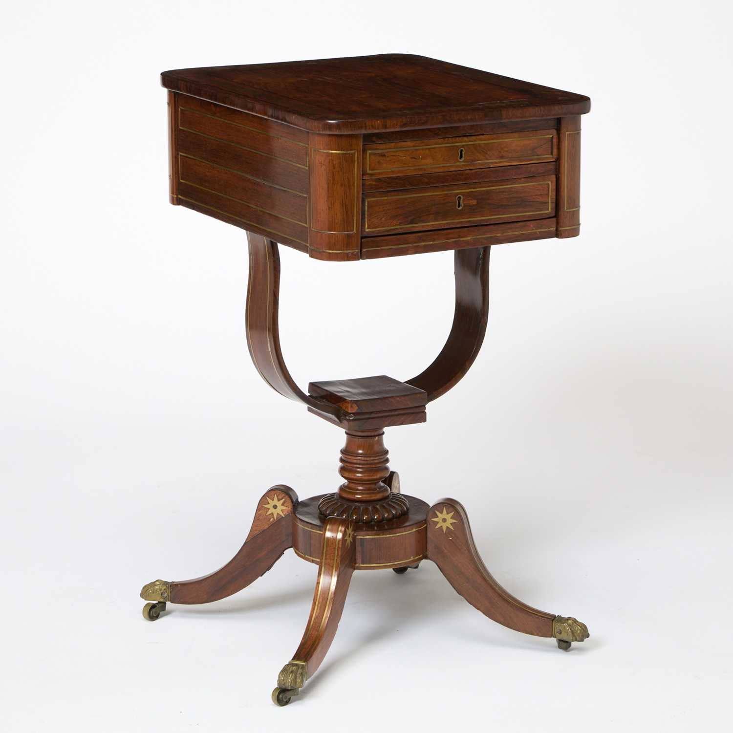 Lot 171 - Regency Brass-Mounted Rosewood Work Table