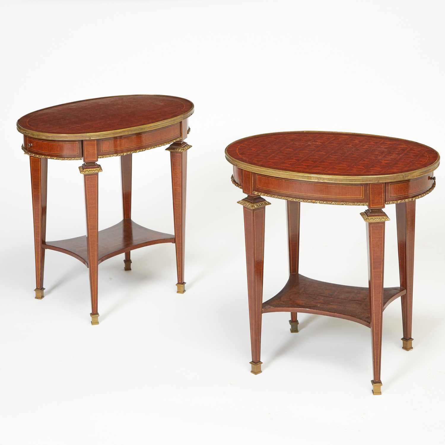 Lot 286 - Louis XVI Style Parquetry Kingwood Side Tables