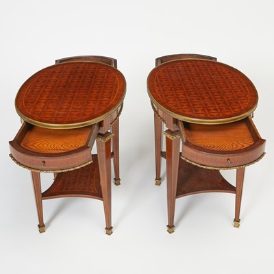 Lot 286 - Louis XVI Style Parquetry Kingwood Side Tables