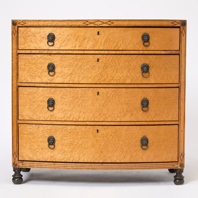 Lot 172 - Regency Inlaid Bird's Eye Maple Bowfront Chest of Drawers