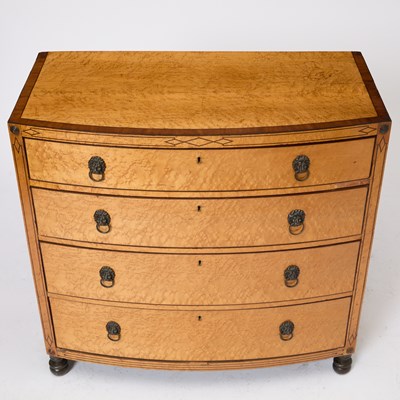 Lot 172 - Regency Inlaid Bird's Eye Maple Bowfront Chest of Drawers