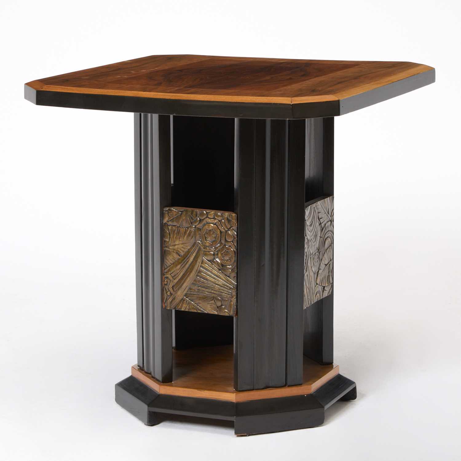 Lot 241 - French Art Deco Style Ebonized and Walnut Side Table