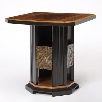 Lot 241 - French Art Deco Style Ebonized and Walnut Side Table