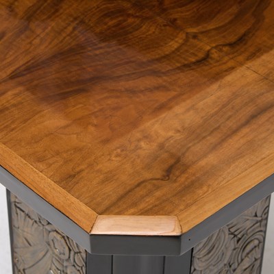Lot 241 - French Art Deco Style Ebonized and Walnut Side Table