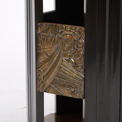 Lot 241 - French Art Deco Style Ebonized and Walnut Side Table