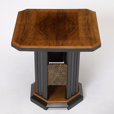 Lot 241 - French Art Deco Style Ebonized and Walnut Side Table