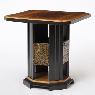 Lot 241 - French Art Deco Style Ebonized and Walnut Side Table