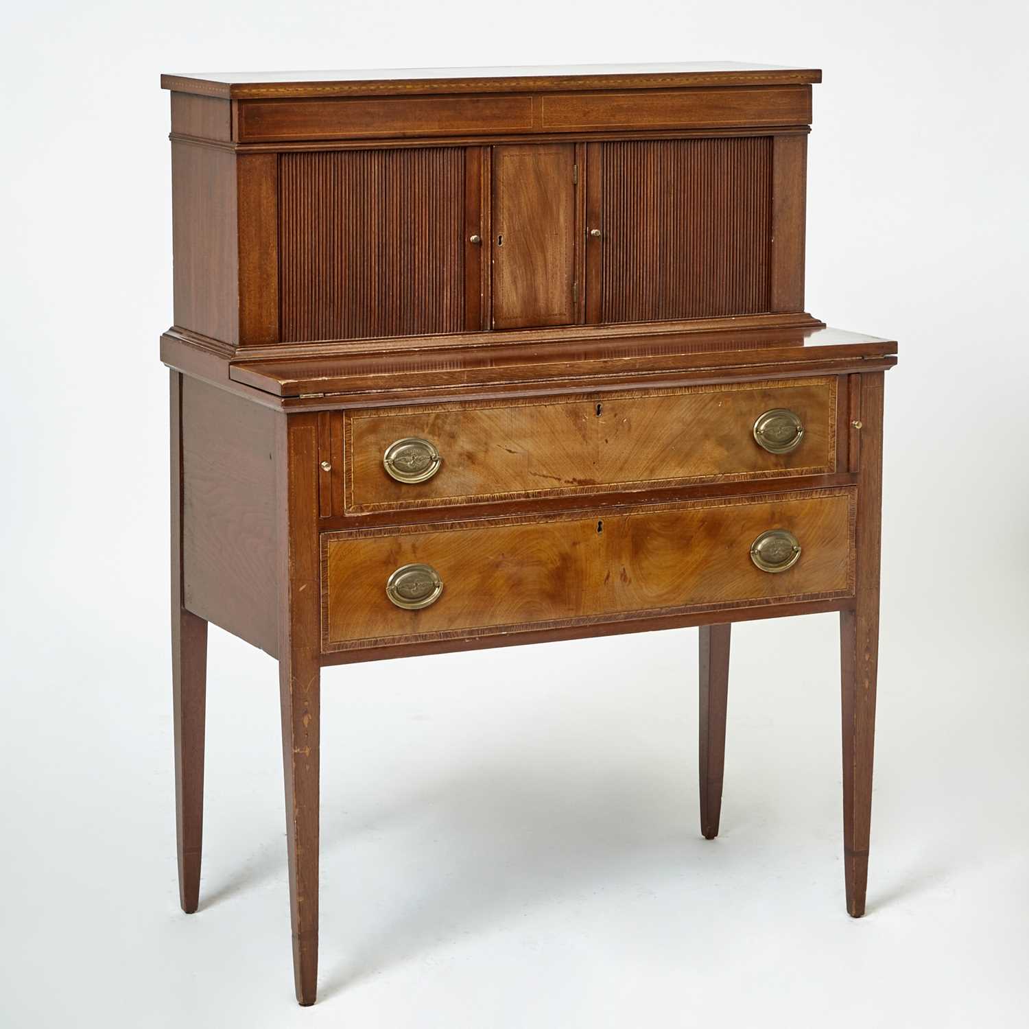 Lot 167 - Federal Inlaid Mahogany Tambour Desk