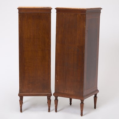 Lot 178 - Pair of Louis XVI Style Inlaid Walnut and Kingwood Tall Chest of Drawers