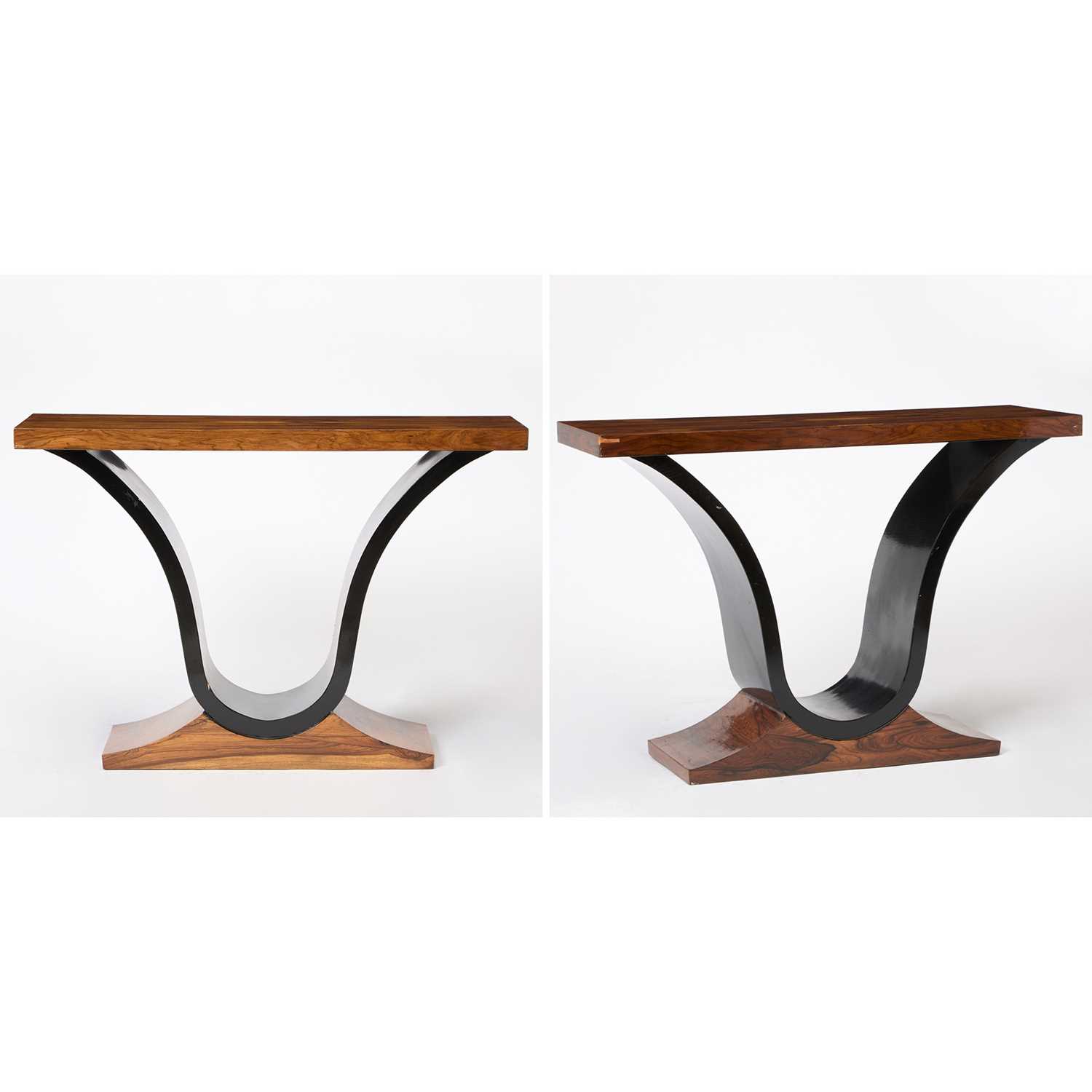 Lot 281 - Pair of Art Deco Ebonized Rosewood Consoles