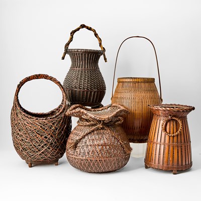 Lot 171 - Five Fine Japanese Ikebana Baskets