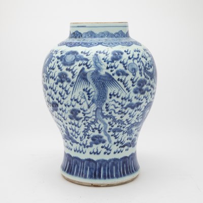 Lot 549 - A Chinese Blue and White Porcelain Baluster Jar