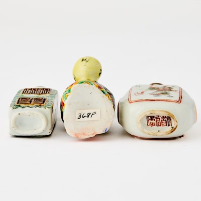 Lot 10 - Three Chinese Famille Rose Porcelain Snuff Bottles