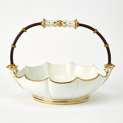 Lot 147 - Sèvres Porcelain Rosewood Handled Centerpiece Basket
