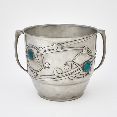 Lot 137 - Liberty & Co. Art Nouveau Tudric Pewter and Enamel Twin-Handled Ice Bucket