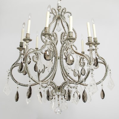 Lot 163 - Maison Bagues Style Metal and Rock Crystal Eight Light Chandelier