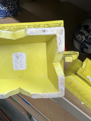 Lot 75 - A Pair of Chinese Yellow Glazed Porcelain Archaistic Vessels and Covers