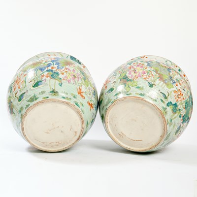 Lot 79 - A Large Pair of Chinese Enameled Porcelain Jardinières
