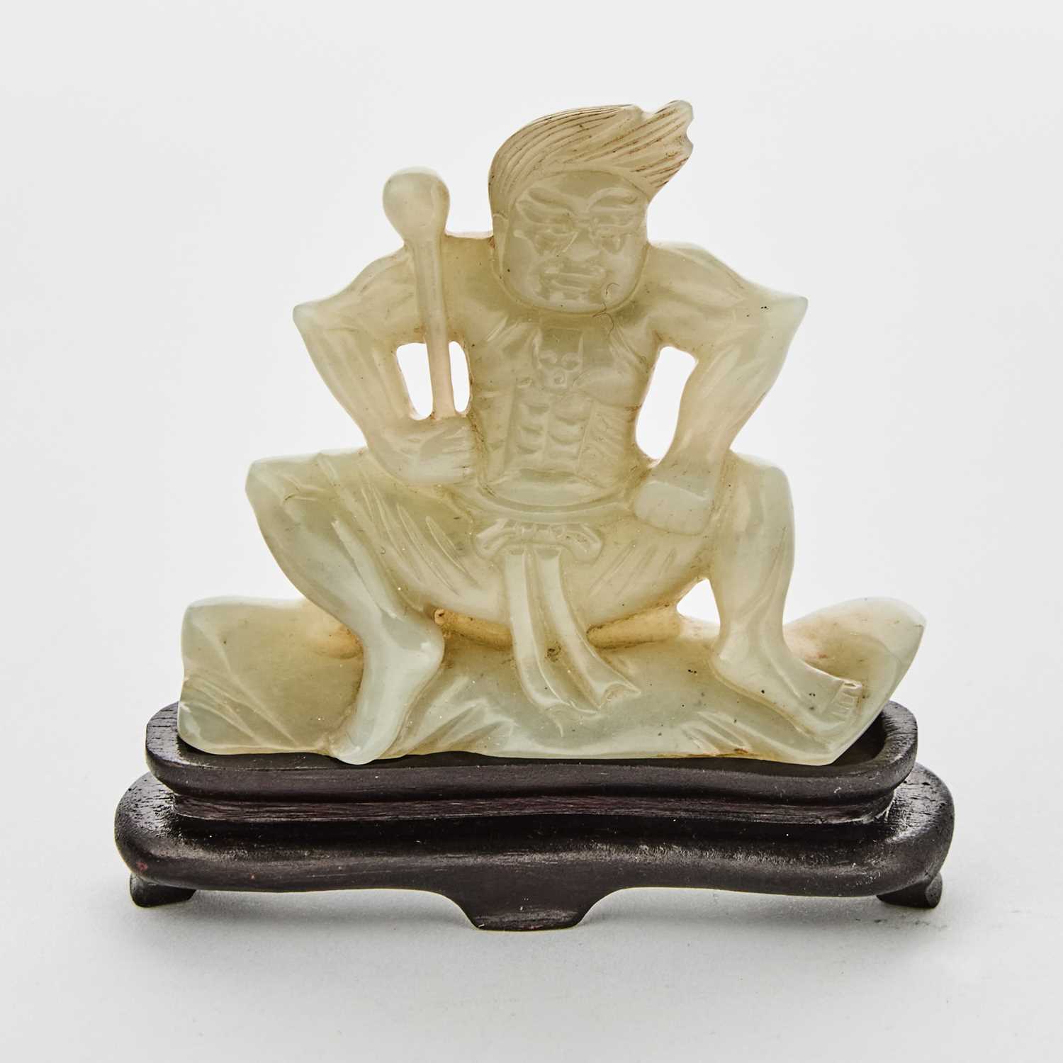 Lot 22 - A Chinese Celadon Jade Figural Carving of Vajrapani