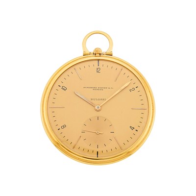 Lot 54 - Audemars Piguet Gold Open Face Pocket Watch, Retailed by Bulgari