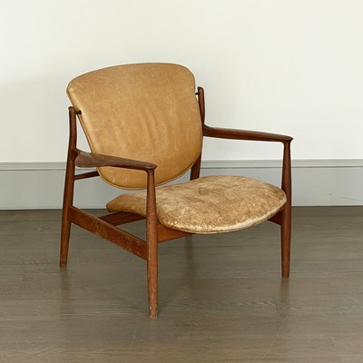 Lot 1120 - Finn Juhl Teak and Leather Lounge Chair