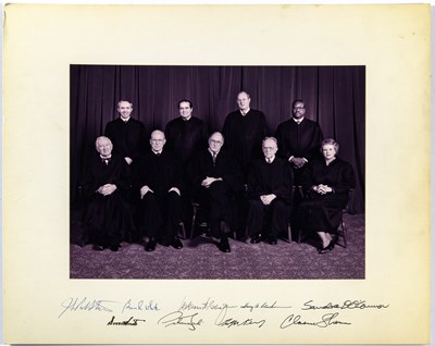 Lot 134 - An autographed group portrait of the Supreme Court, circa 1991