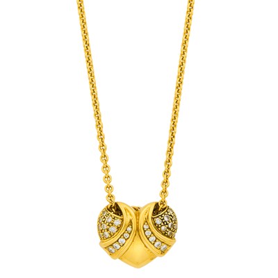 Lot 5 - Van Cleef & Arpels Gold and Diamond Pendant with Gold Chain Necklace