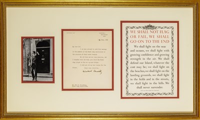 Lot 99 - Churchill writes to the Ninth Army Association
