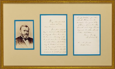 Lot 142 - Ulysses S. Grant writes a letter as President