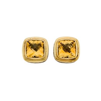 Lot 1285 - David Yurman Pair of Silver, Gold and Citrine 'Albion' Earclips