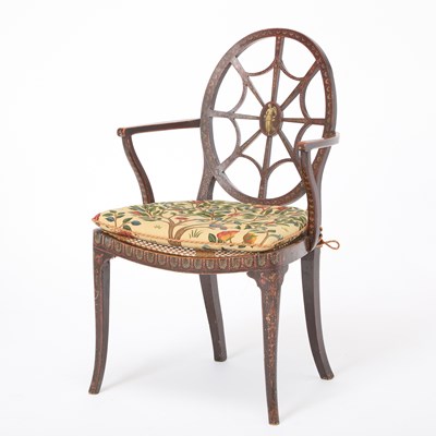 Lot 88 - George III Carved and Painted Caned Armchair