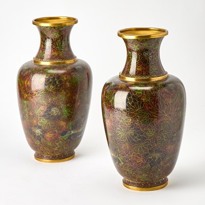 Lot 86 - Pair of Chinese Style Cloisonne Enamel Vases