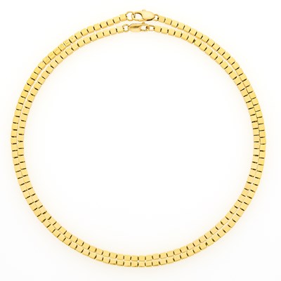Lot 1179 - Gold Cube Link Necklace, Bijan Together with Gold Cube Link Necklace