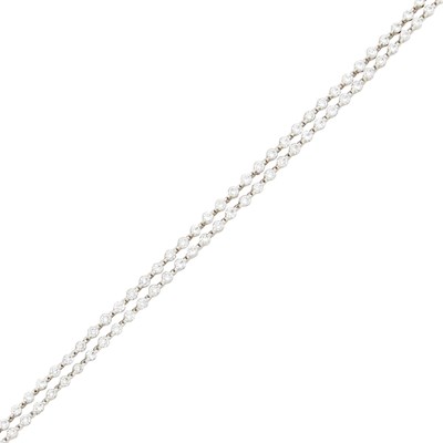 Lot 1096 - Double Strand White Gold and Diamond Bracelet
