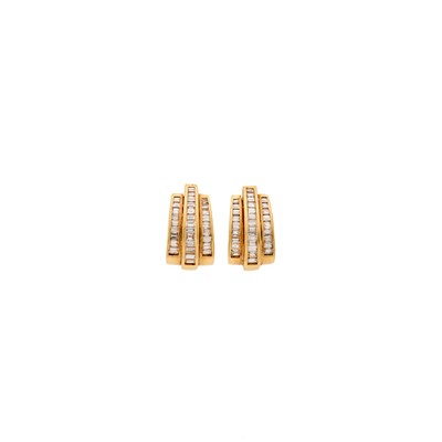 Lot 1028 - Pair of Gold and Diamond Earclips