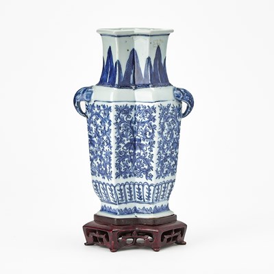 Lot 156 - A Chinese Blue and White Porcelain Lozenge-Shaped Vase