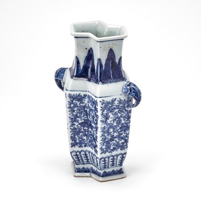 Lot 87 - A Chinese Blue and White Porcelain Lozenge-Shaped Vase