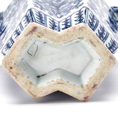 Lot 87 - A Chinese Blue and White Porcelain Lozenge-Shaped Vase