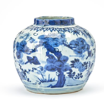 Lot 91 - A Chinese Blue and White Porcelain Lobed Jar