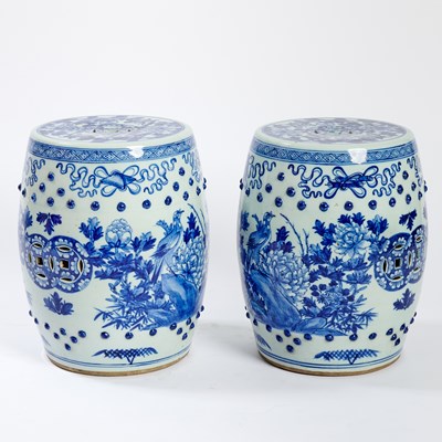 Lot 516 - Pair of Chinese Blue and White Porcelain Garden Seats