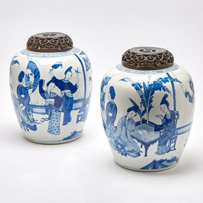 Lot 161 - A Pair of Chinese Blue and White Porcelain Jars