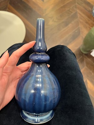 Lot 82 - A Chinese Blue Glazed Porcelain Double Gourd Bottle Vase