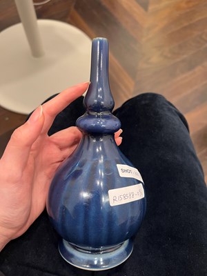Lot 82 - A Chinese Blue Glazed Porcelain Double Gourd Bottle Vase
