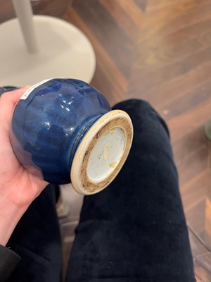 Lot 82 - A Chinese Blue Glazed Porcelain Double Gourd Bottle Vase